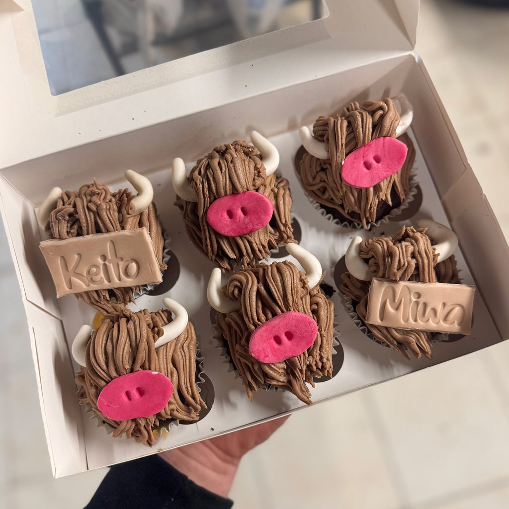 Highland cow caramel cupcakes