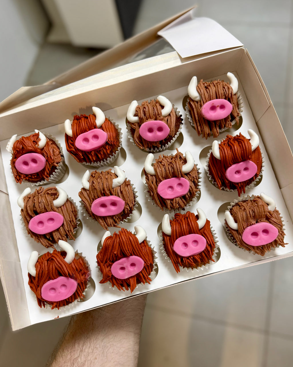 Highland cow caramel cupcakes