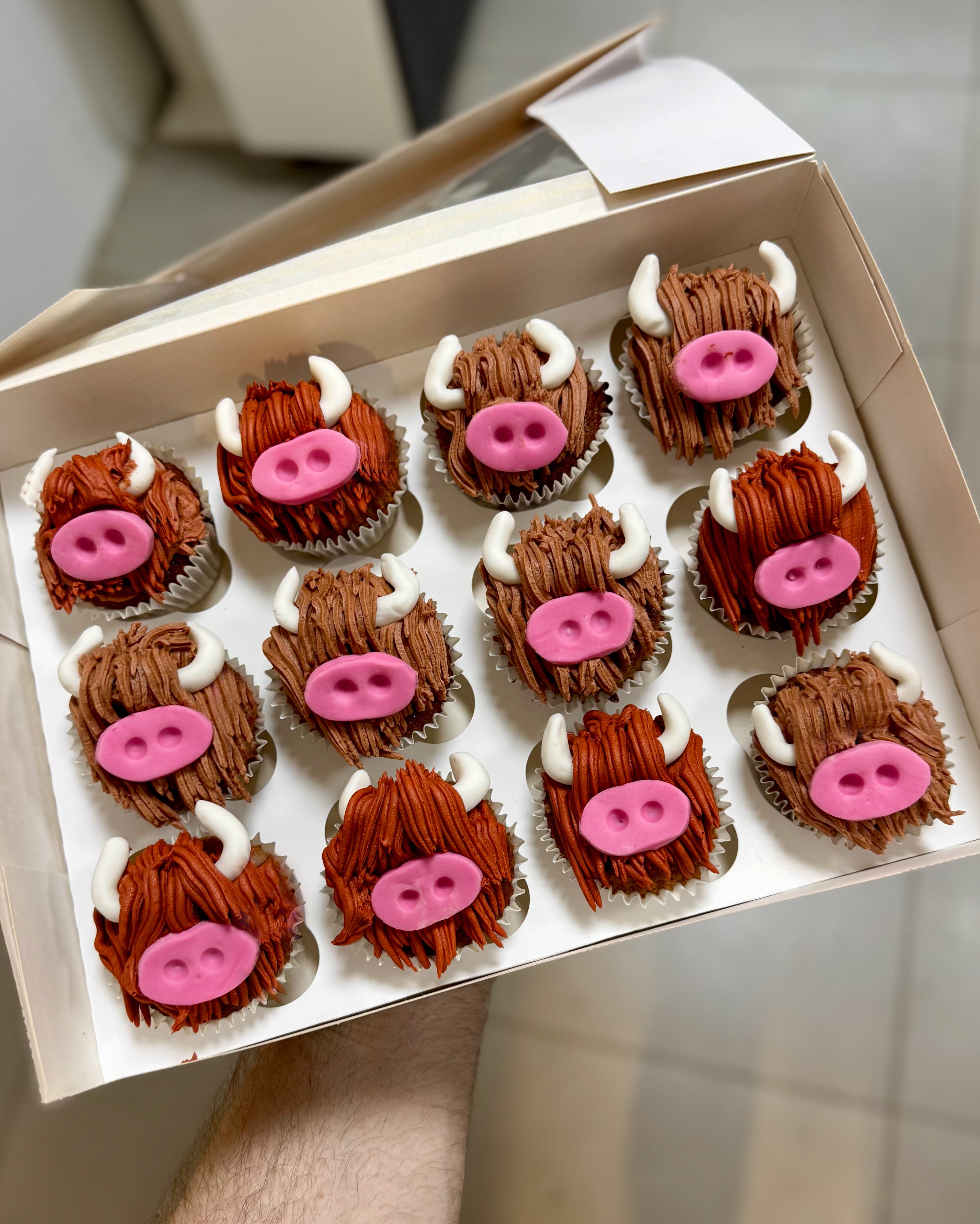 Highland cow caramel cupcakes