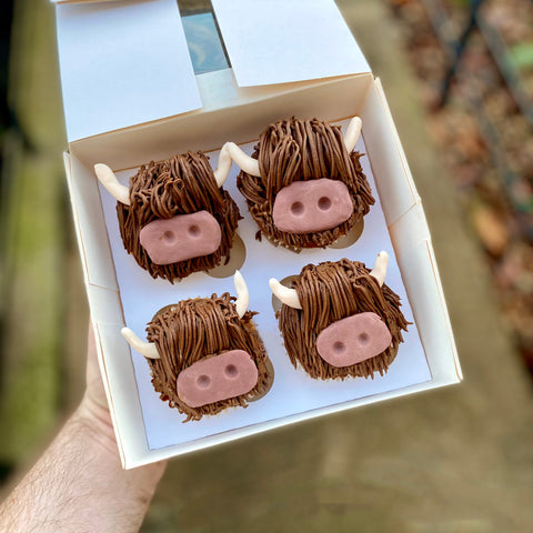 Highland cow caramel cupcakes